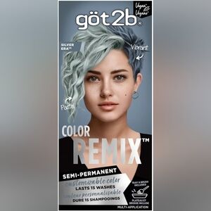 Got2b Color Remix, Customizable Semi-Permanent Hair Color, 100 Silver Era